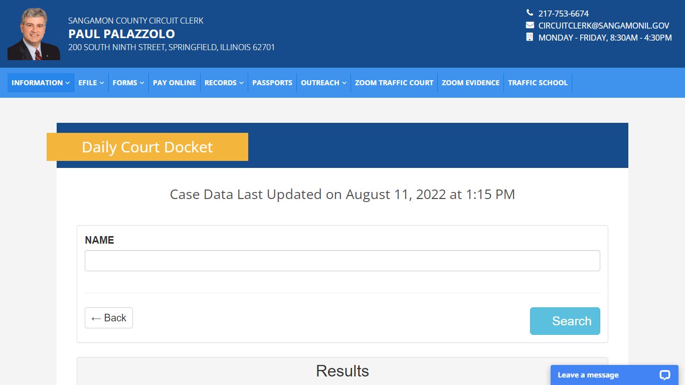 Sangamon County Circuit Clerk Court Docket