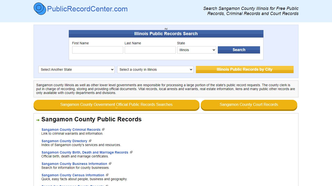 Sangamon County Illinois Free Public Records - Court ...